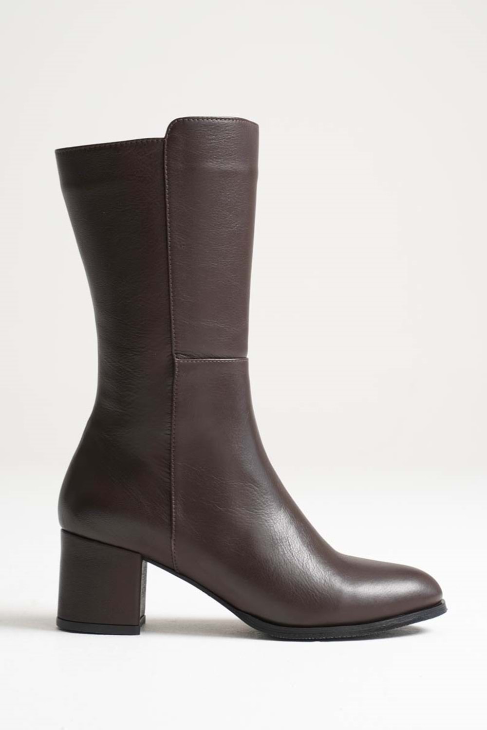 Kadın Hakiki Deri Şık Topuklu Çizme - Kahve