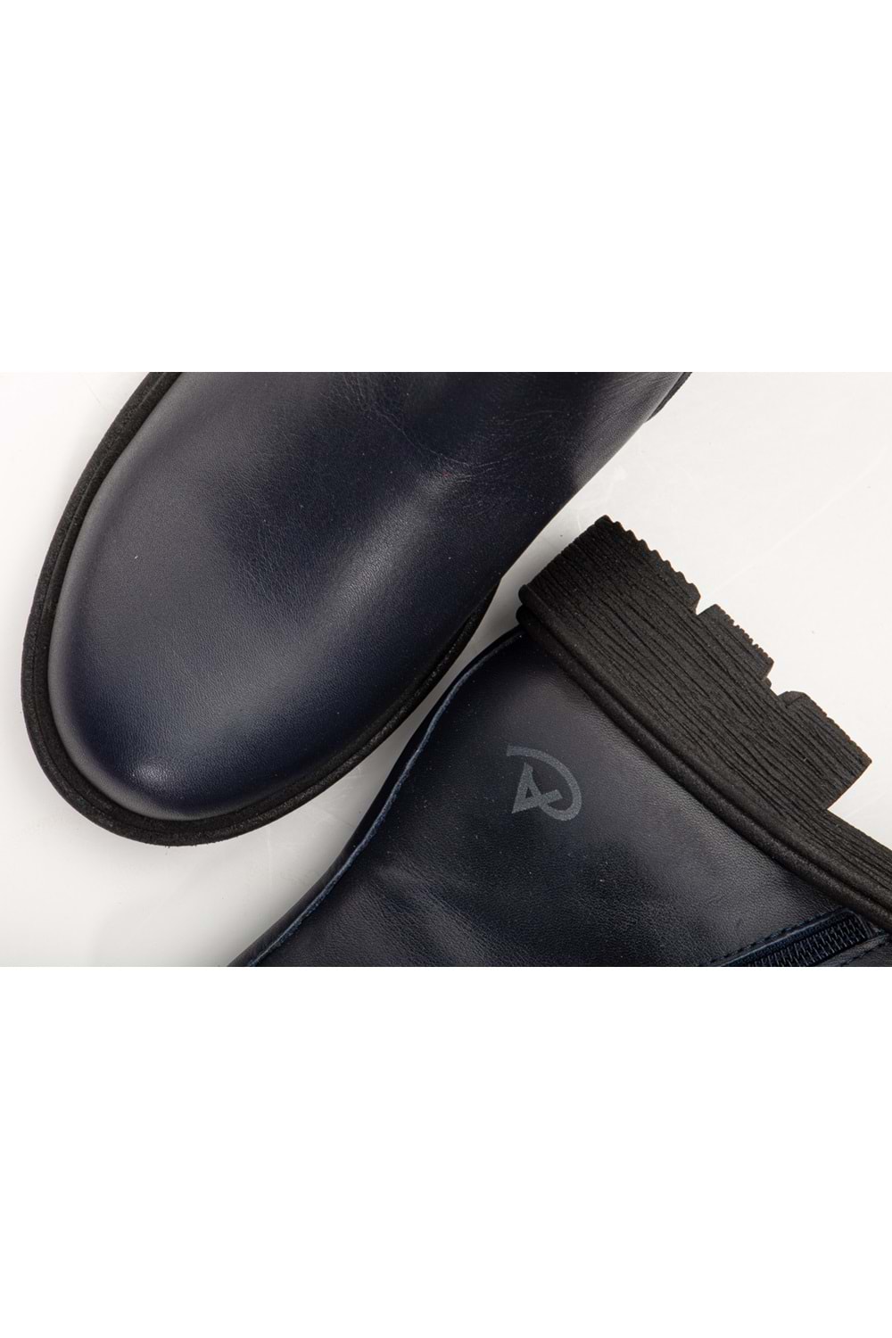 Kadın Hakiki Deri Fermuarlı Bot - Lacivert