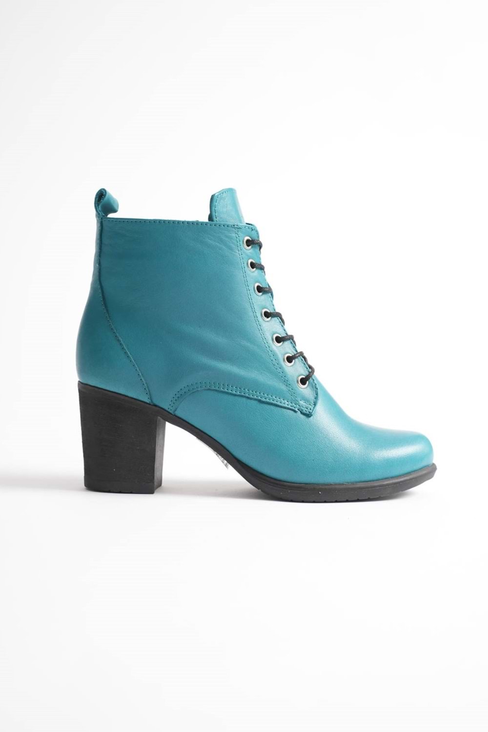 Kadın Hakiki Deri Bağcıklı Topuklu Bot - Ocean Depths