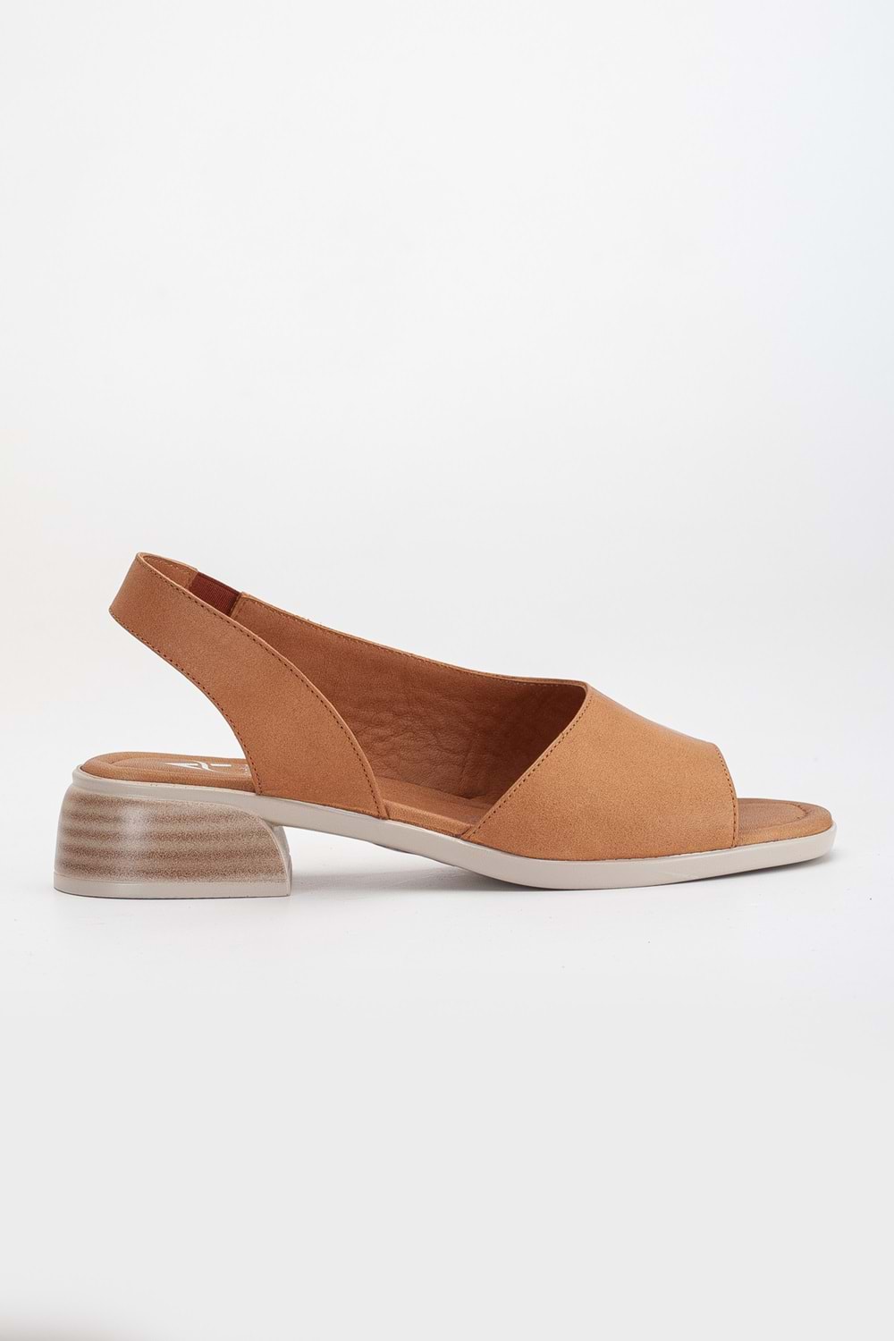 Kadın Hakiki Deri Günlük Alçak Topuklu Sandalet - Taba