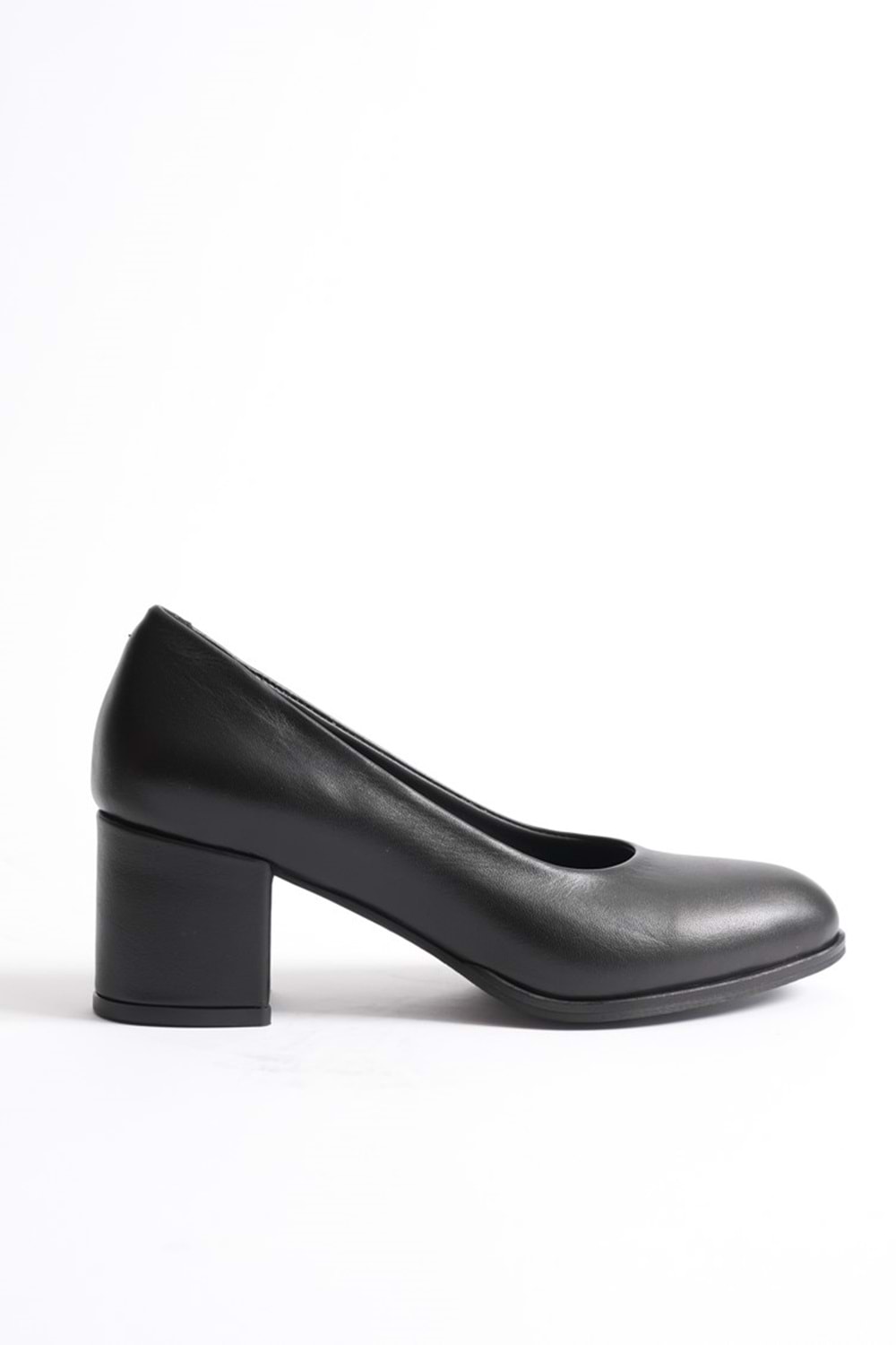 Kadın Hakiki Deri Kalın Topuklu Klasik Ayakkabı - Siyah