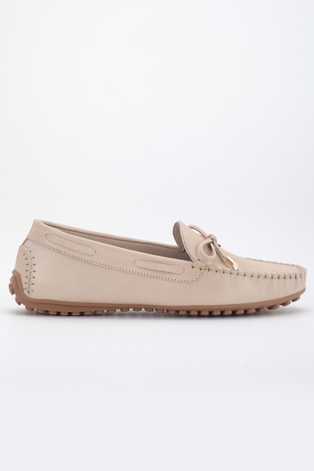 Kadın Hakiki Deri Klasik Loafer - Bej