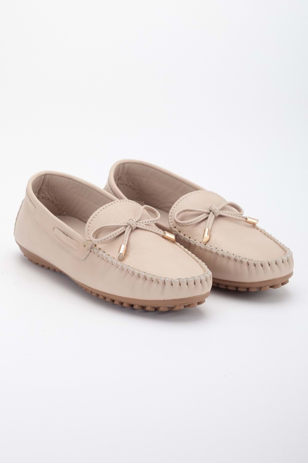Kadın Hakiki Deri Klasik Loafer - Bej