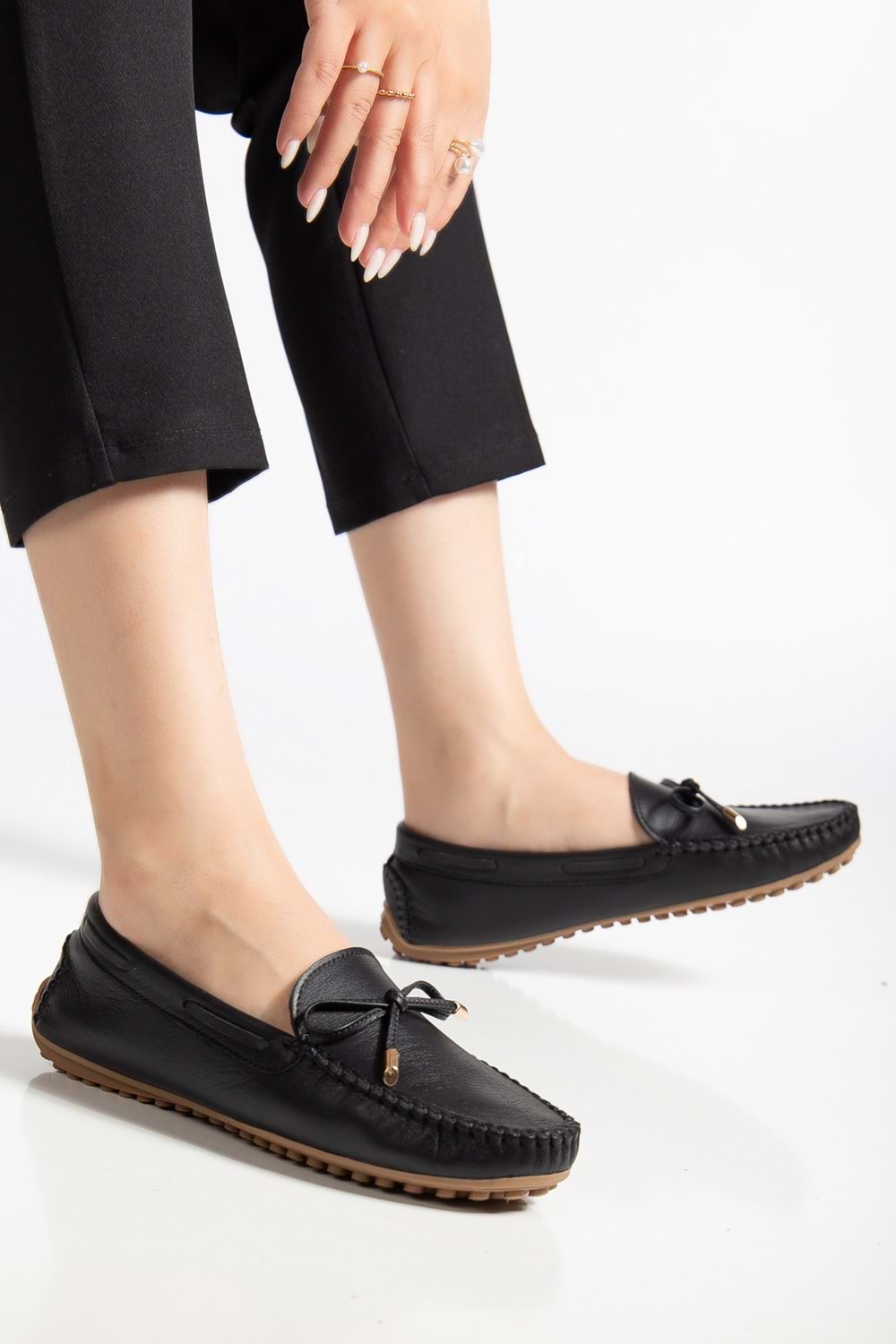 Kadın Hakiki Deri Klasik Loafer - Siyah