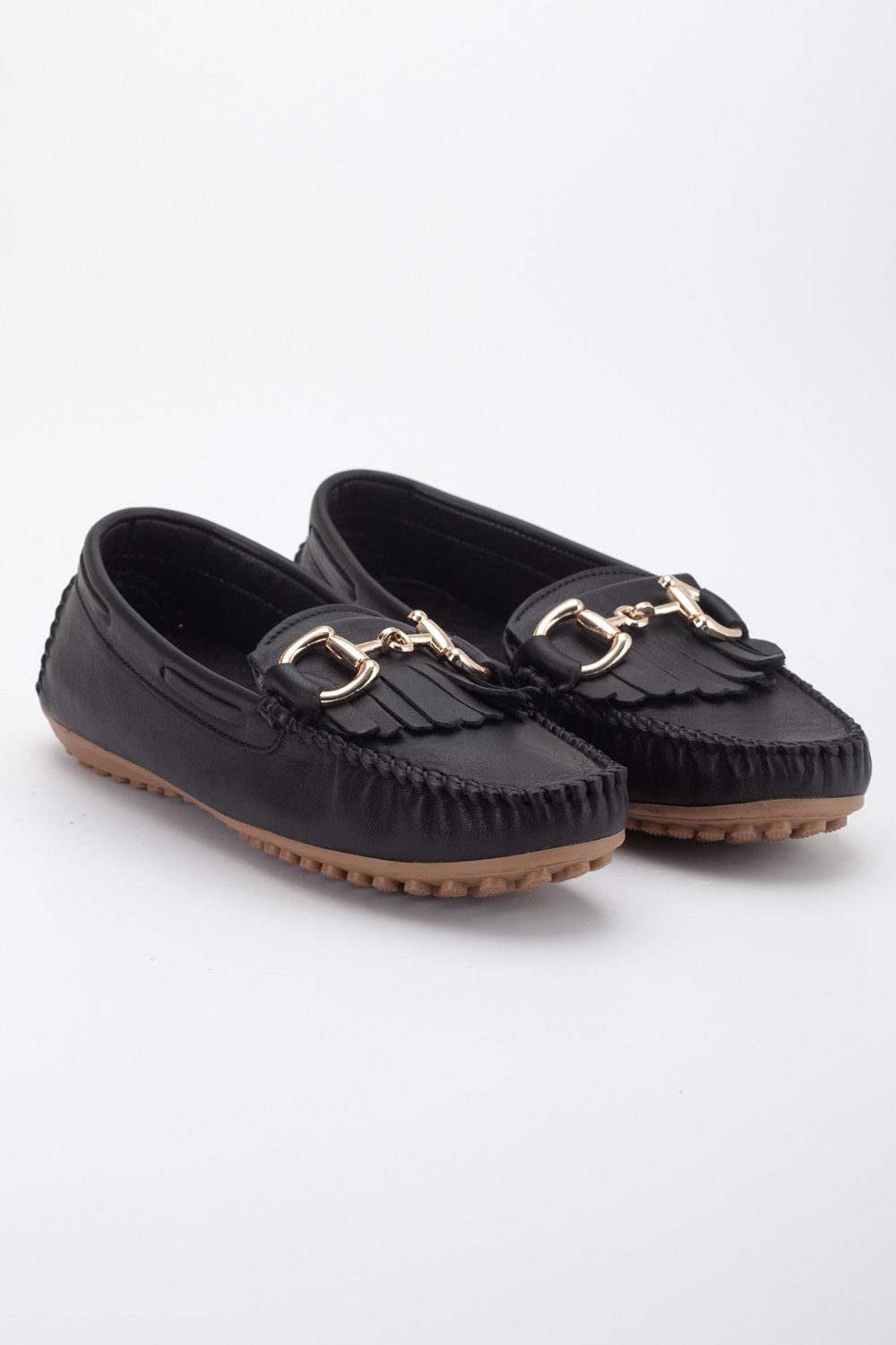Kadın Hakiki Deri Tokalı Klasik Loafer - Siyah