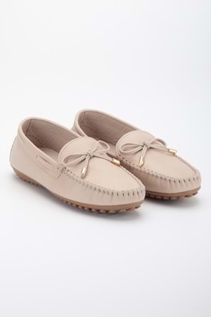 Kadın Hakiki Deri Klasik Loafer - Bej