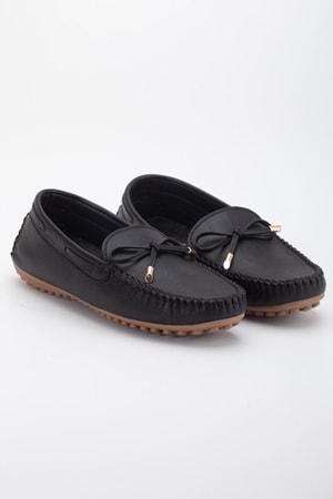 Kadın Hakiki Deri Klasik Loafer - Siyah