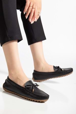 Kadın Hakiki Deri Klasik Loafer - Siyah